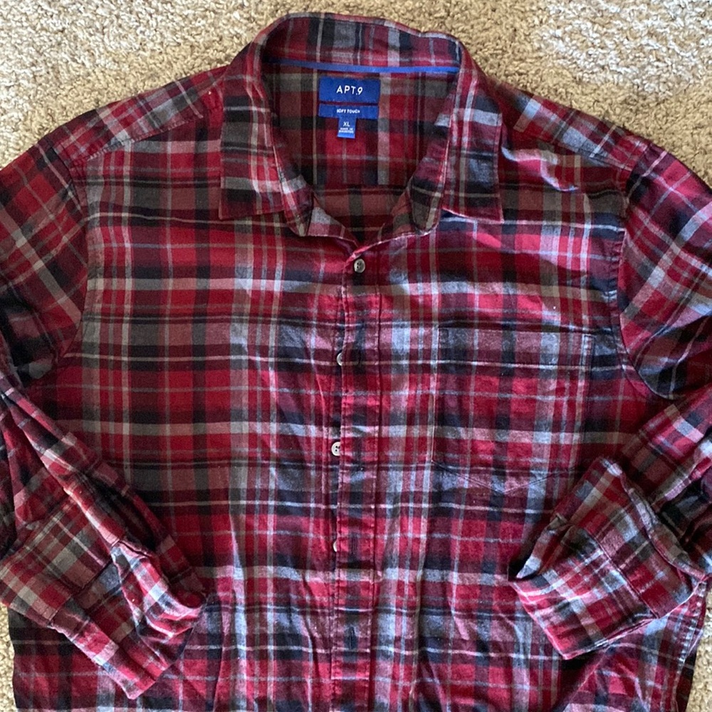 Red flannel button down shirt